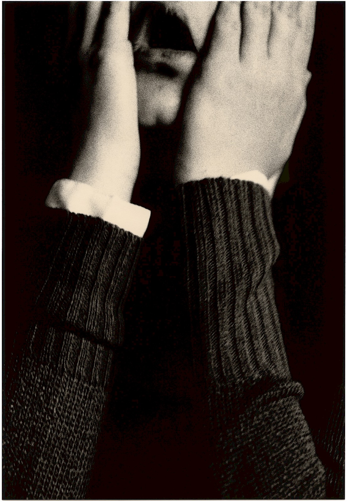 Untitled (hands and chin), silver gelatin photograph by Mikael Siirilä