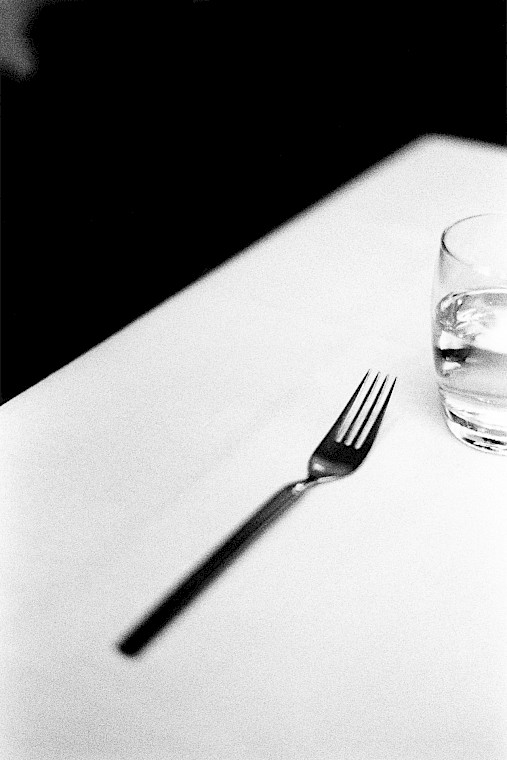 Untitled (Fork and glass), silver gelatin photograph by Mikael Siirilä