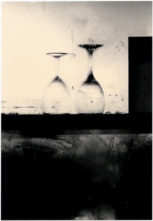 Untitled (two glasses), silver gelatin photograph by Mikael Siirilä