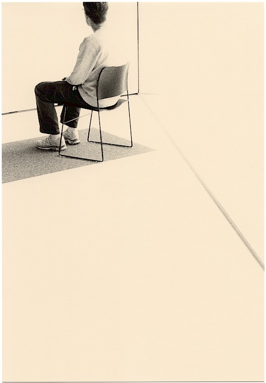 Untitled (man and chair), silver gelatin photograph by Mikael Siirilä
