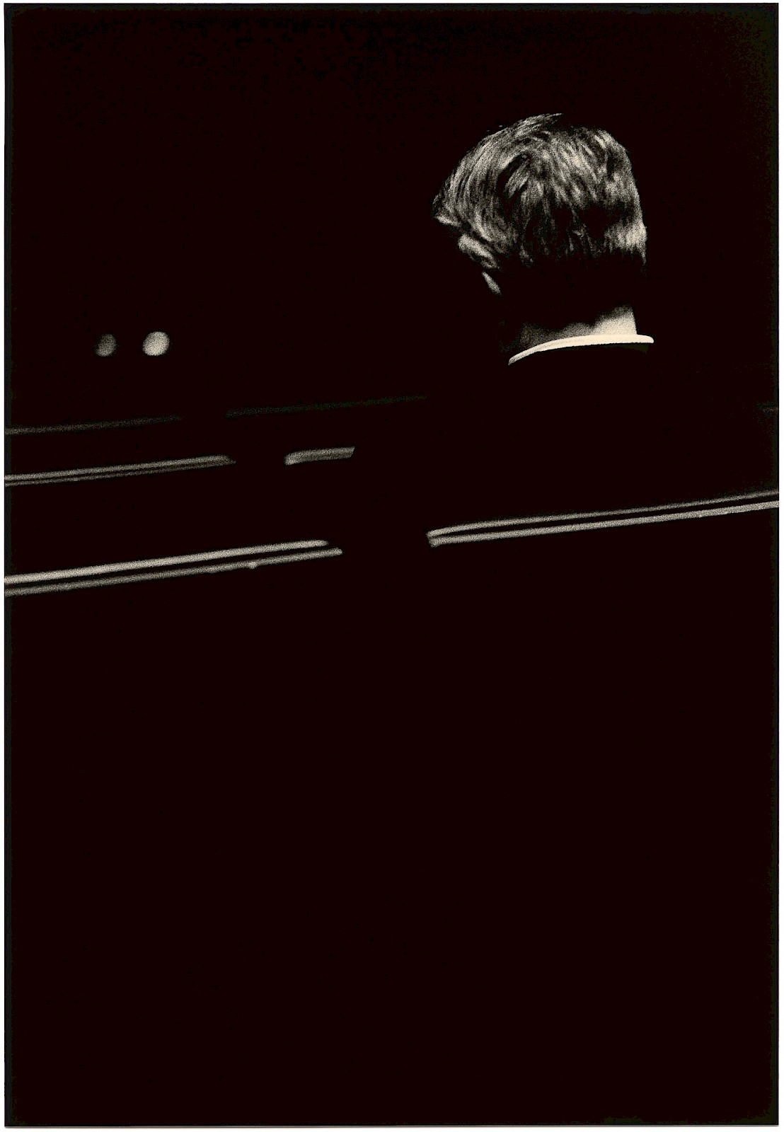 Untitled (stage and head), silver gelatin photograph by Mikael Siirilä