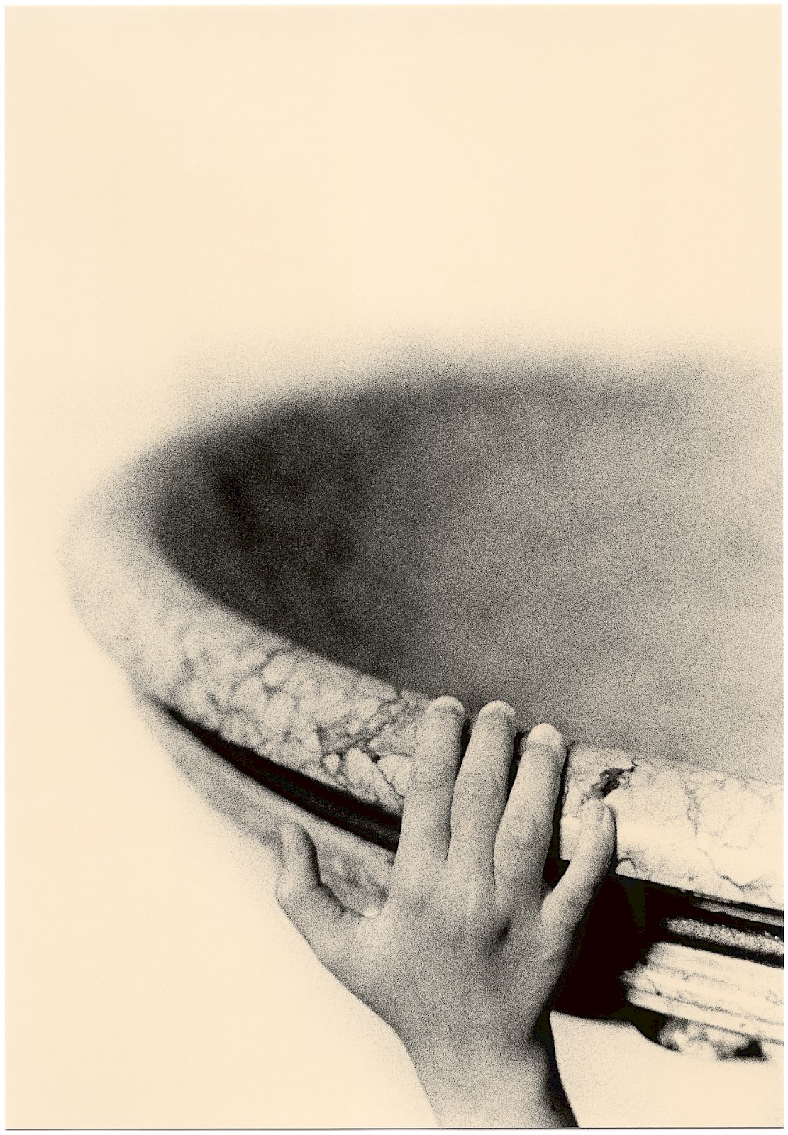 Untitled (hand and bowl), silver gelatin photograph by Mikael Siirilä